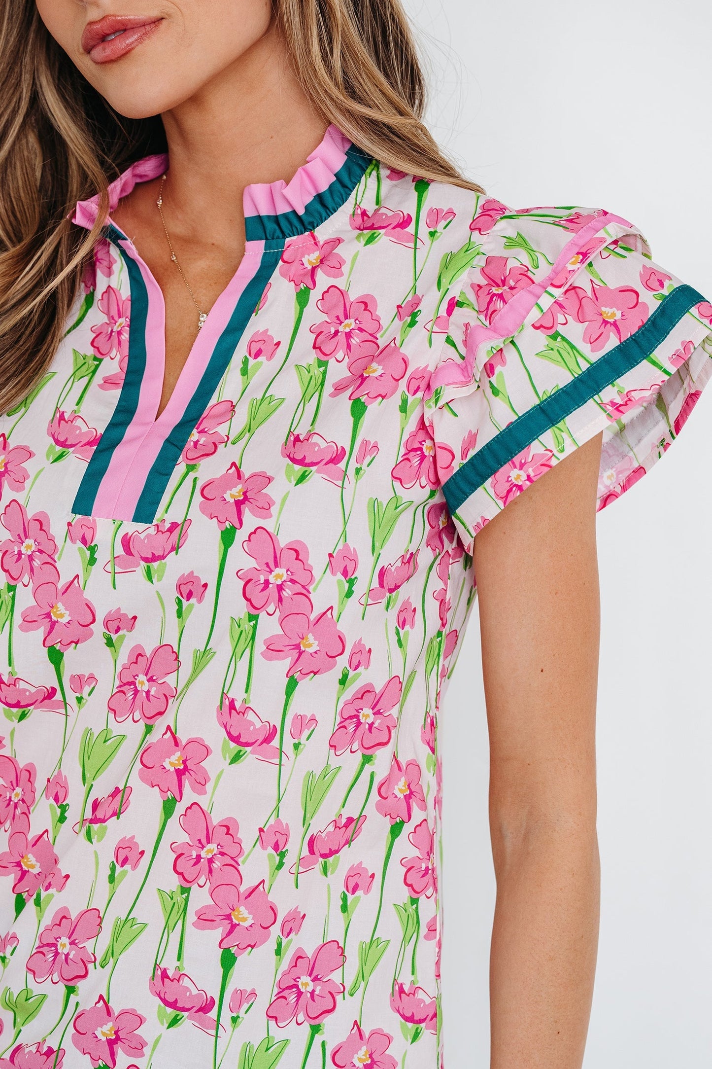 Elyse Ruffled Short Sleeve Blouse