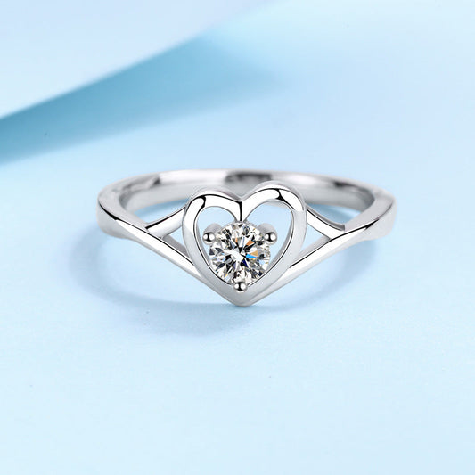 S925 Silver Ring Female Moissanite