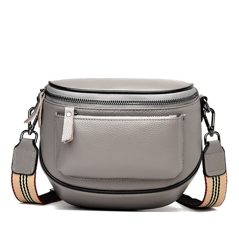 Fashion Lady Leather Diagonal Saddle Bag