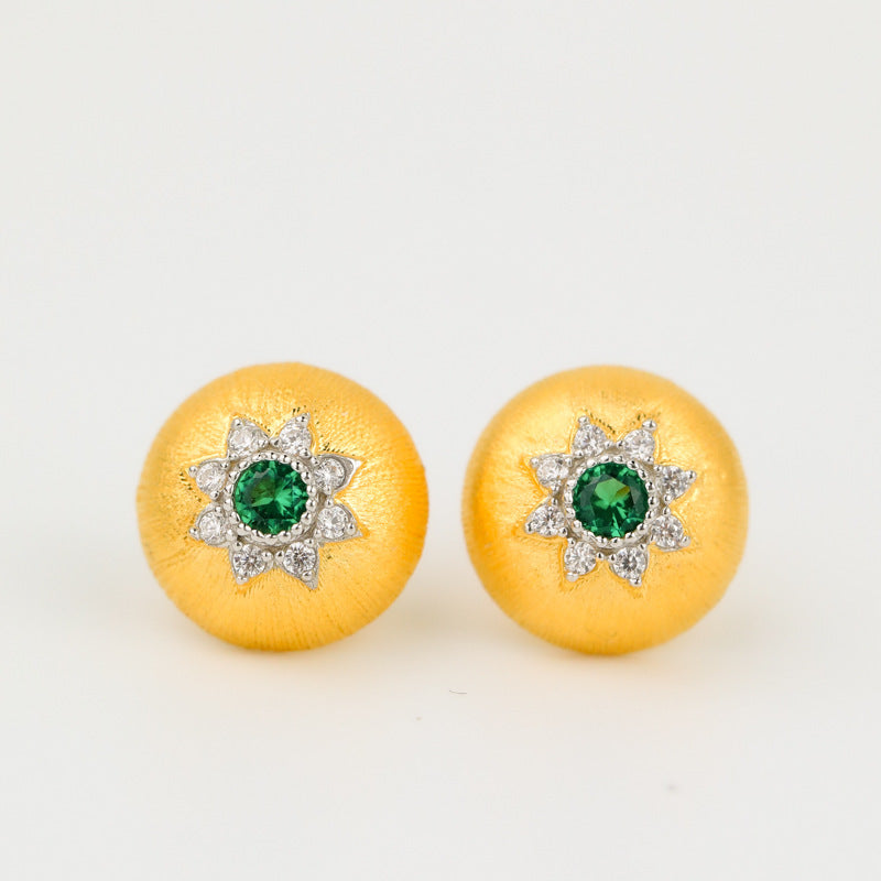 Vintage Court Elegant Round Brushed Earrings