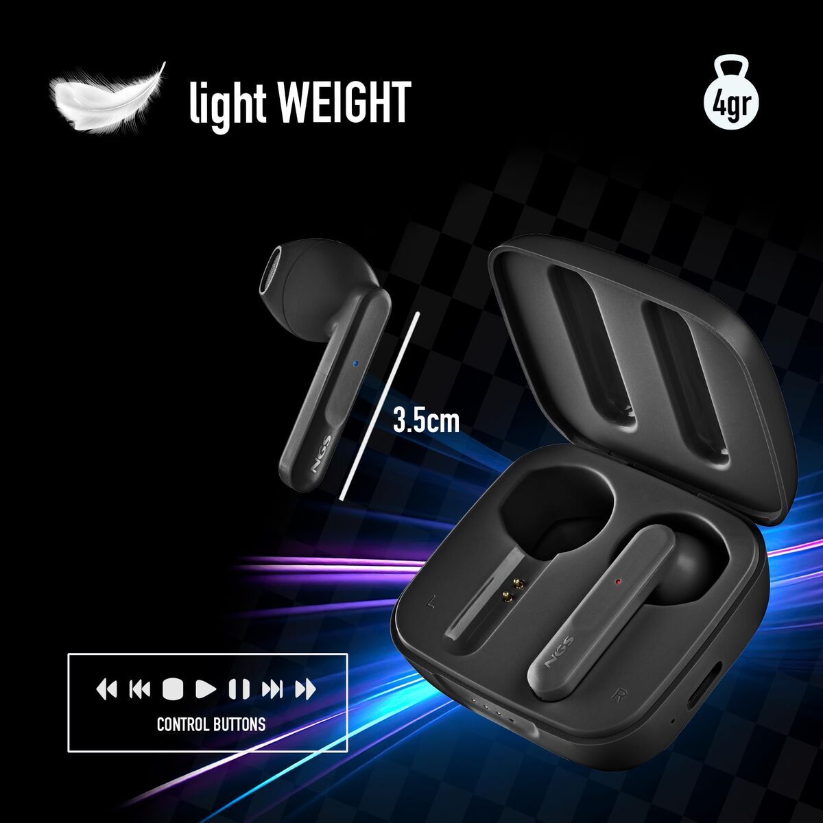 Headphone with Microphone NGS ARTICAMOVEBLACK Black
