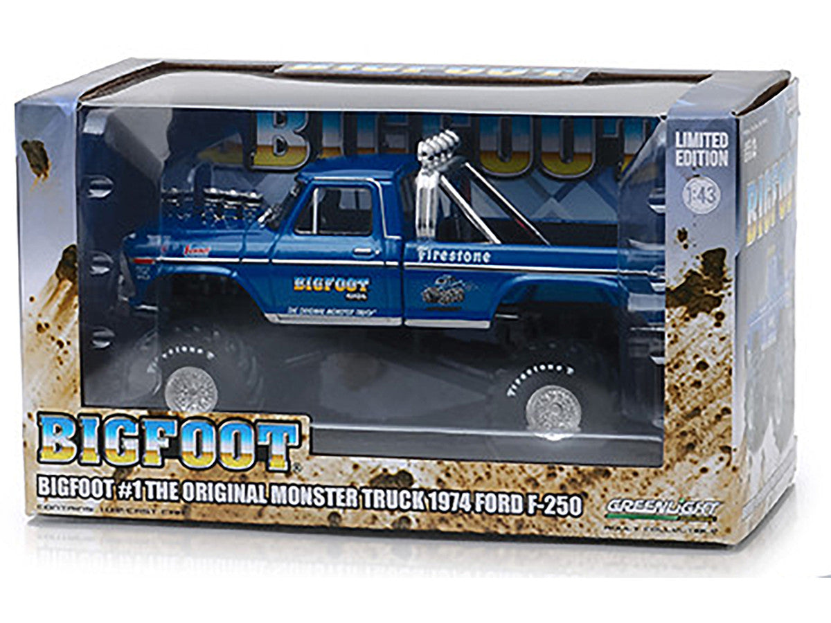 1974 Ford F-250 Ranger XLT Monster Truck Bigfoot #1 "The Original Monster Truck" Blue "Kings of Crunch" 1/43 Diecast Model Car by Greenlight