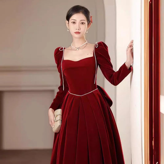 Toast Bride Red Velvet Wedding Dress