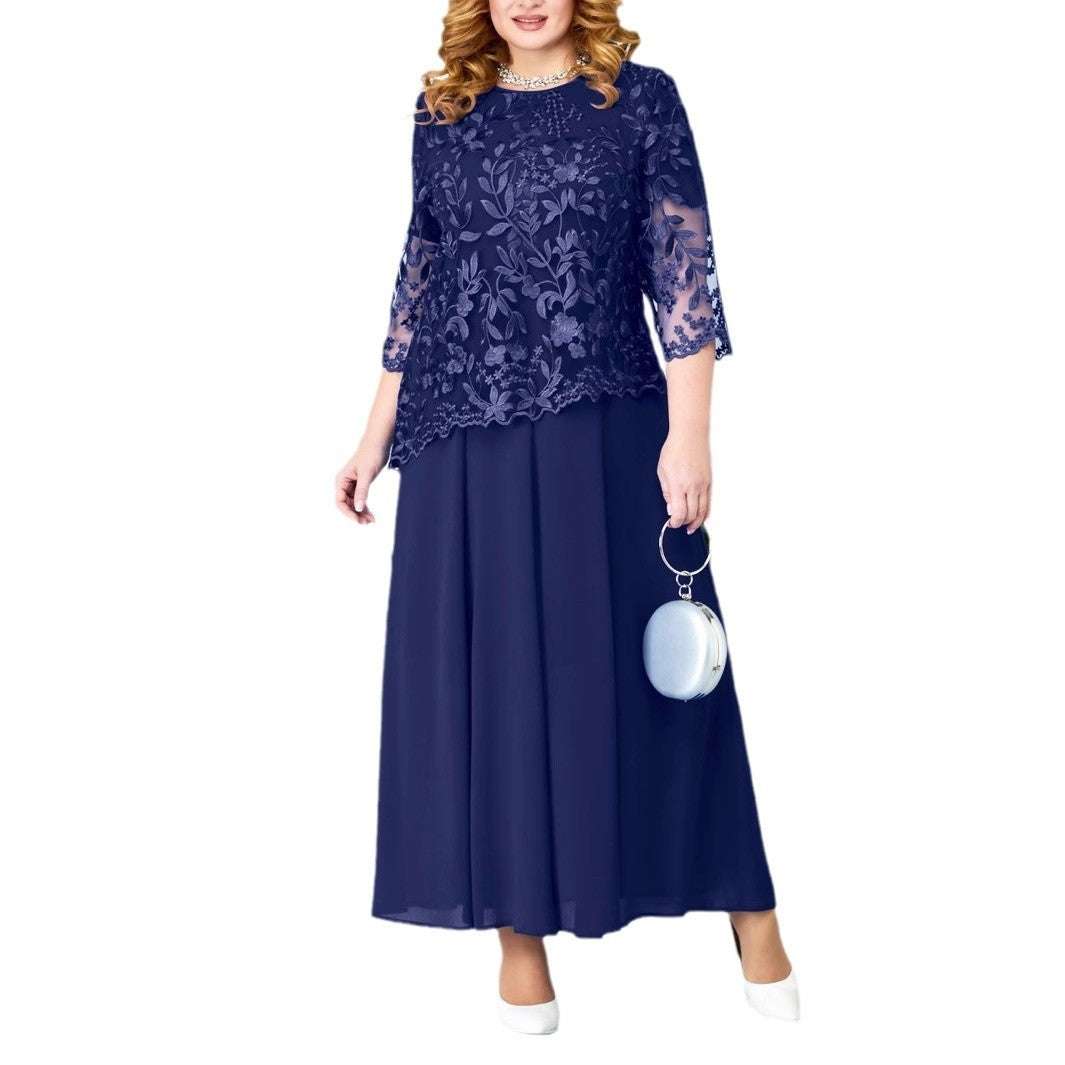 Women's Water Soluble An Embroidered Skirt European And American Style Lace Chiffon