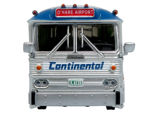 1964 MCI MC-5A Coach Bus "Continental Air Transport" Silver with Blue Stripes "Vintage Bus & Motorcoach Collection" Limited Edition to 504 pieces Worldwide 1/87 (HO) Diecast Model by Iconic Replicas