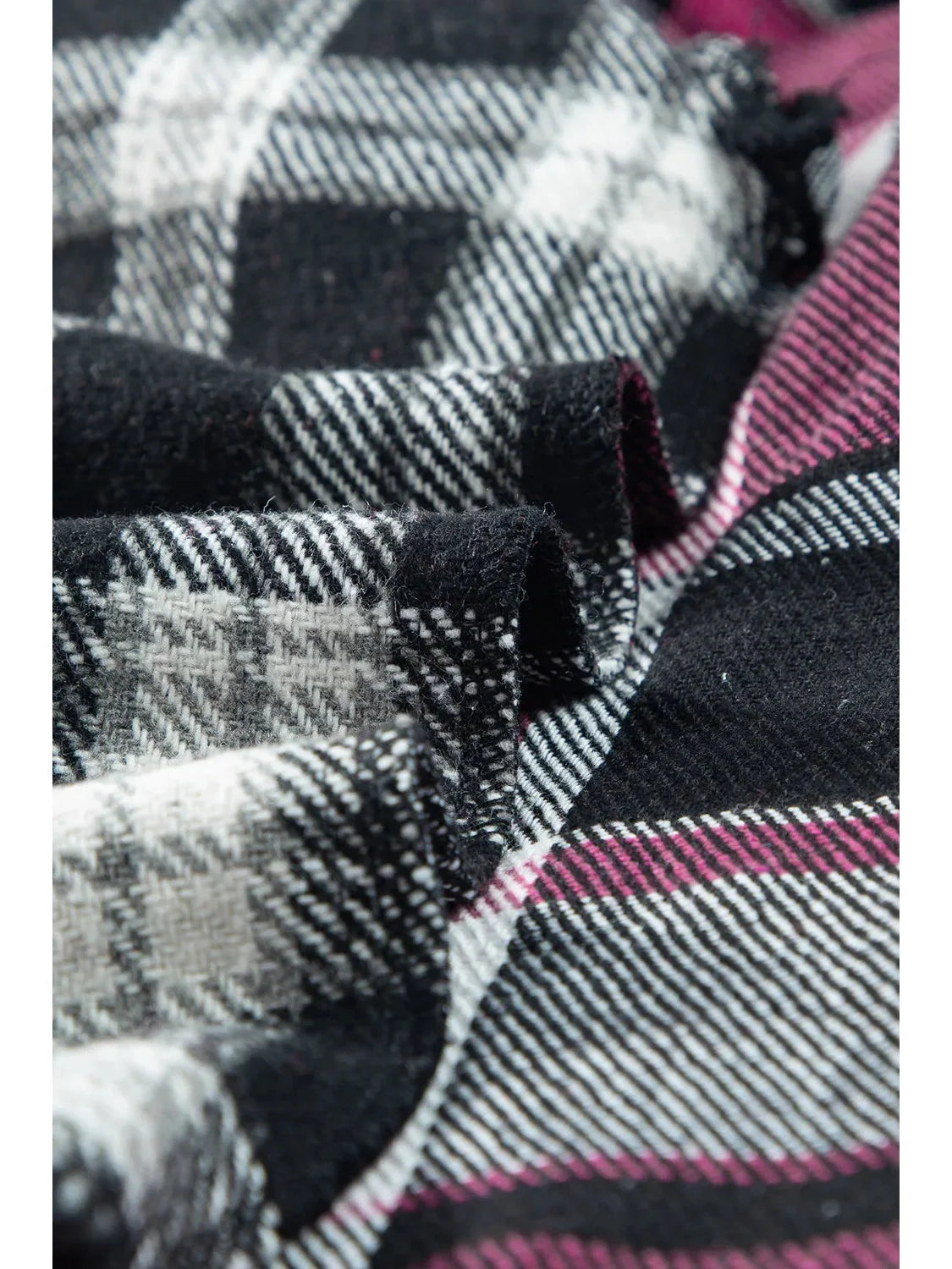 Women Pocketed Plaid Collared Neck Long Sleeve Shacket