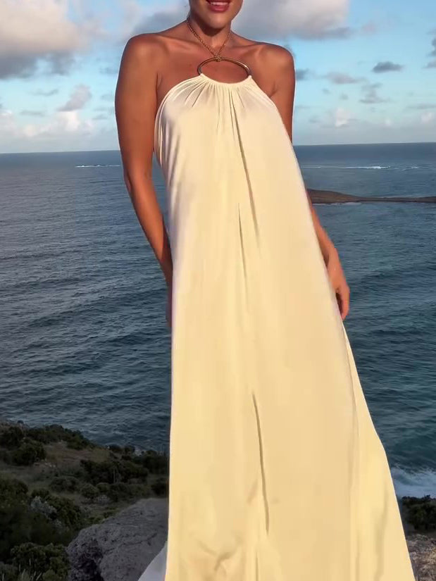 Circle Halter Loose Maxi Dress