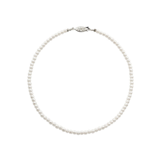 #9585-14 - 4mm Simulated White Pearl Necklace - 14"