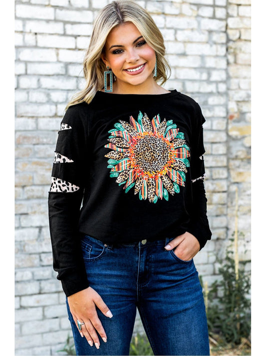 Women Graphic Leopard Patch Sweatshirt