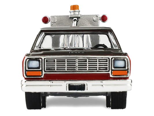 1983 Dodge Ram D-100 Royal SE Tow Truck with Drop-In Tow Hook "Hobby Shop Auto Mechanic" Brown and Red with Work Lights "The Hobby Shop" Series 17 1/64 Diecast Model Car by Greenlight