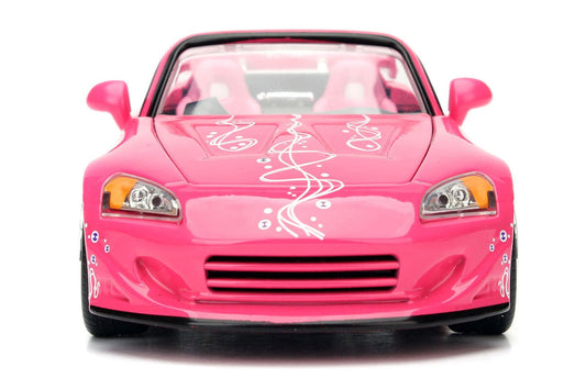 Suki's 2001 Honda S2000 Convertible Pink with Graphics "25 Years of Fast & Furious" "2 Fast 2 Furious" (2003) Movie 1/24 Diecast Model Car by Jada