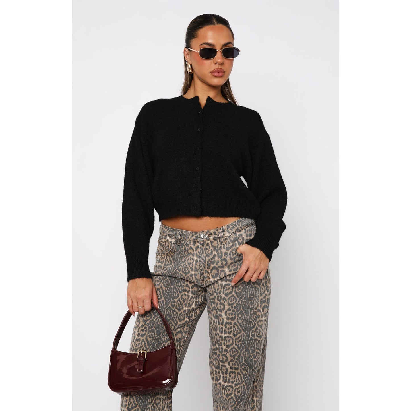 Comfort And Casual Solid Color Woolen Cardigan Short Coat Top Sweater