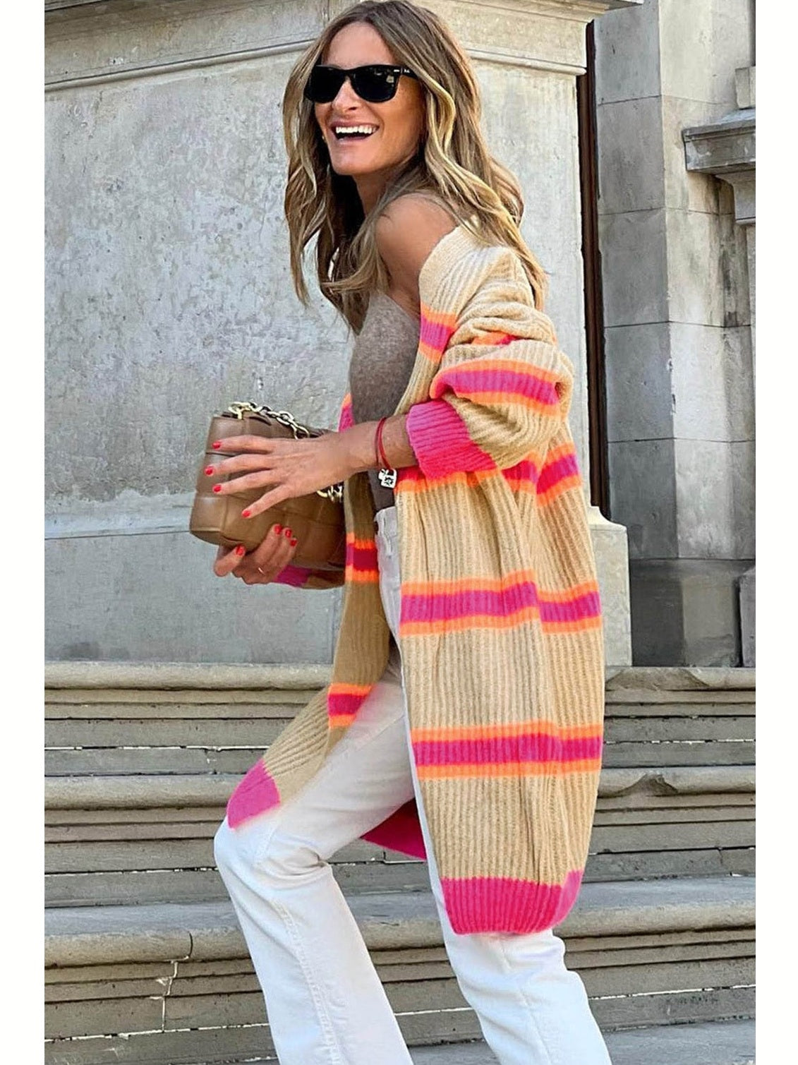 Women Ribbed Long Sleeve Cardigan Sweater