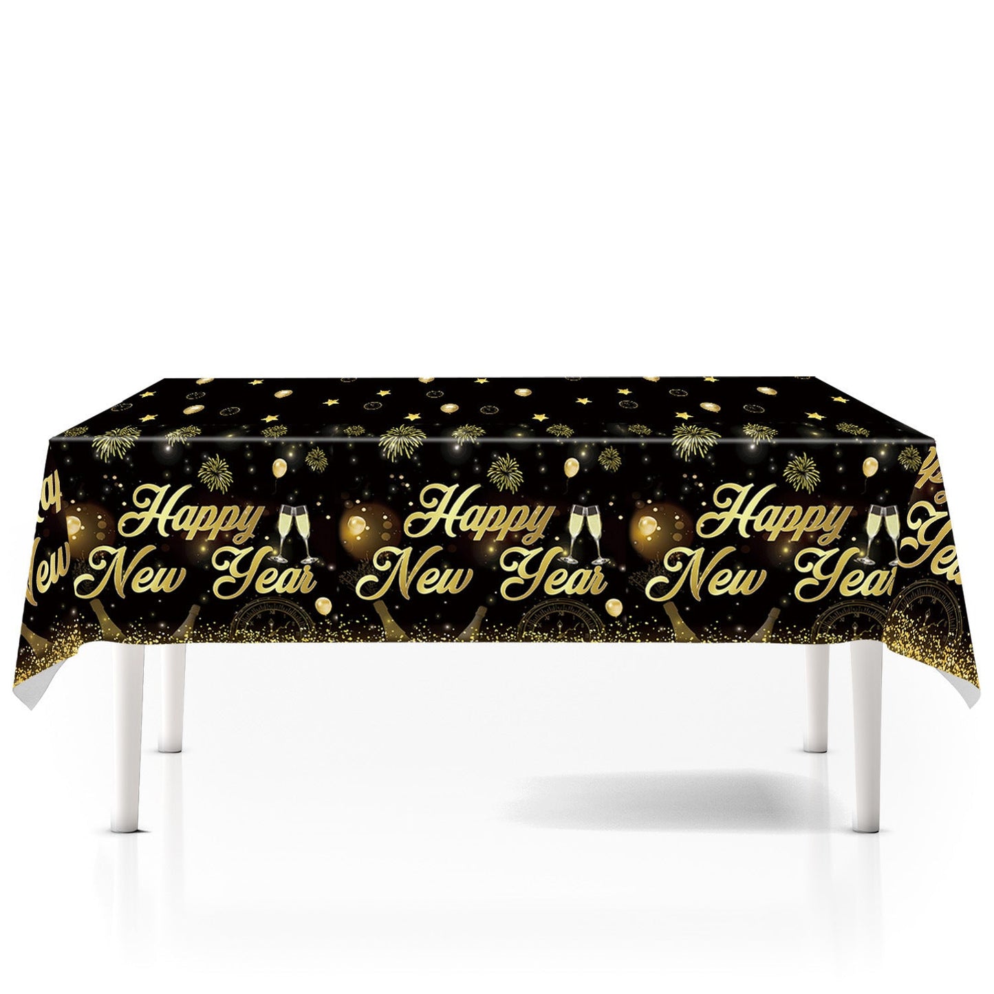 New Year Birthday Party Supplies Decoration Disposable Tableware Hanging Flag Cup Straw Tablecloth