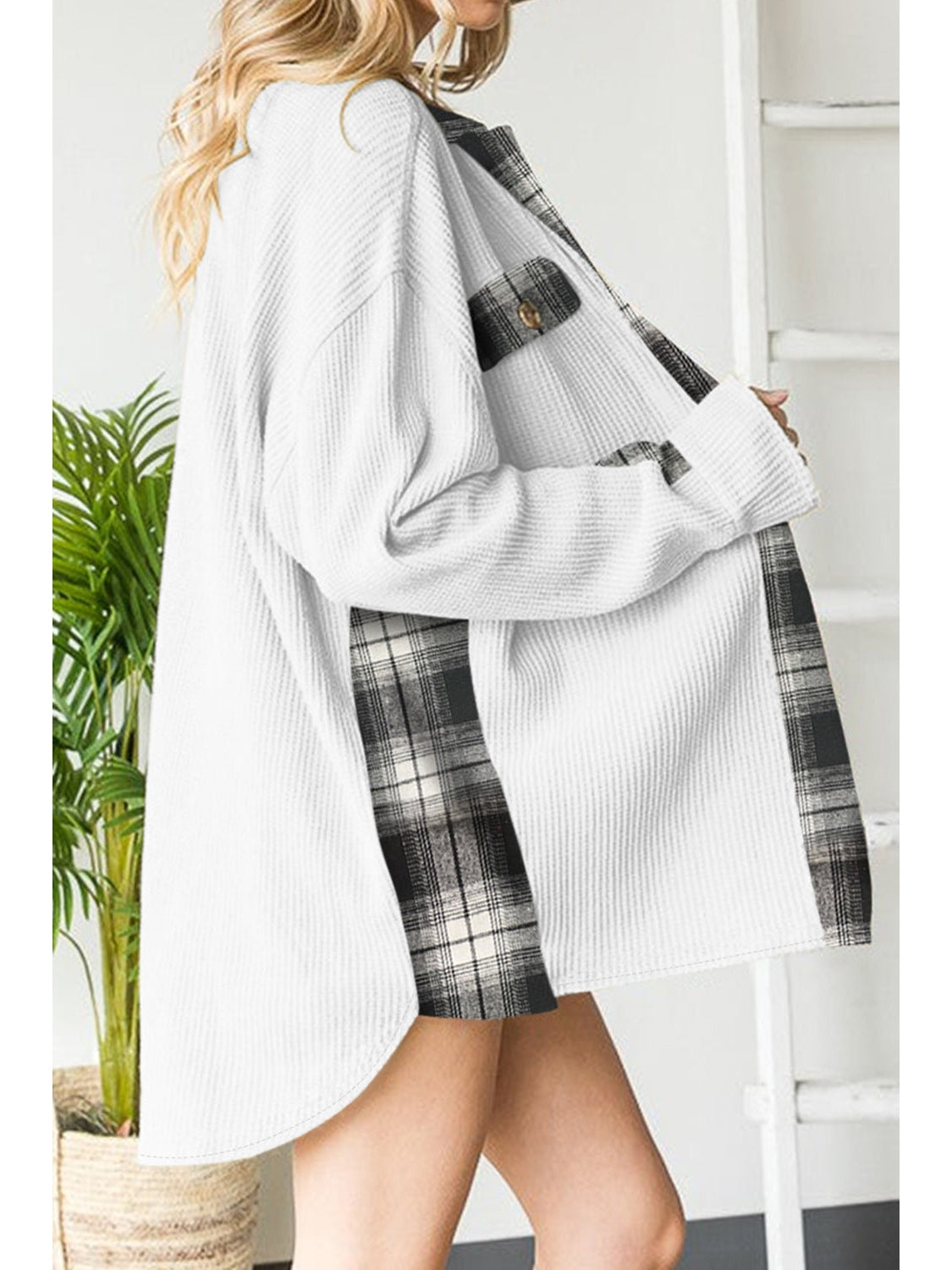 Plaid Button Down Collared Jacket