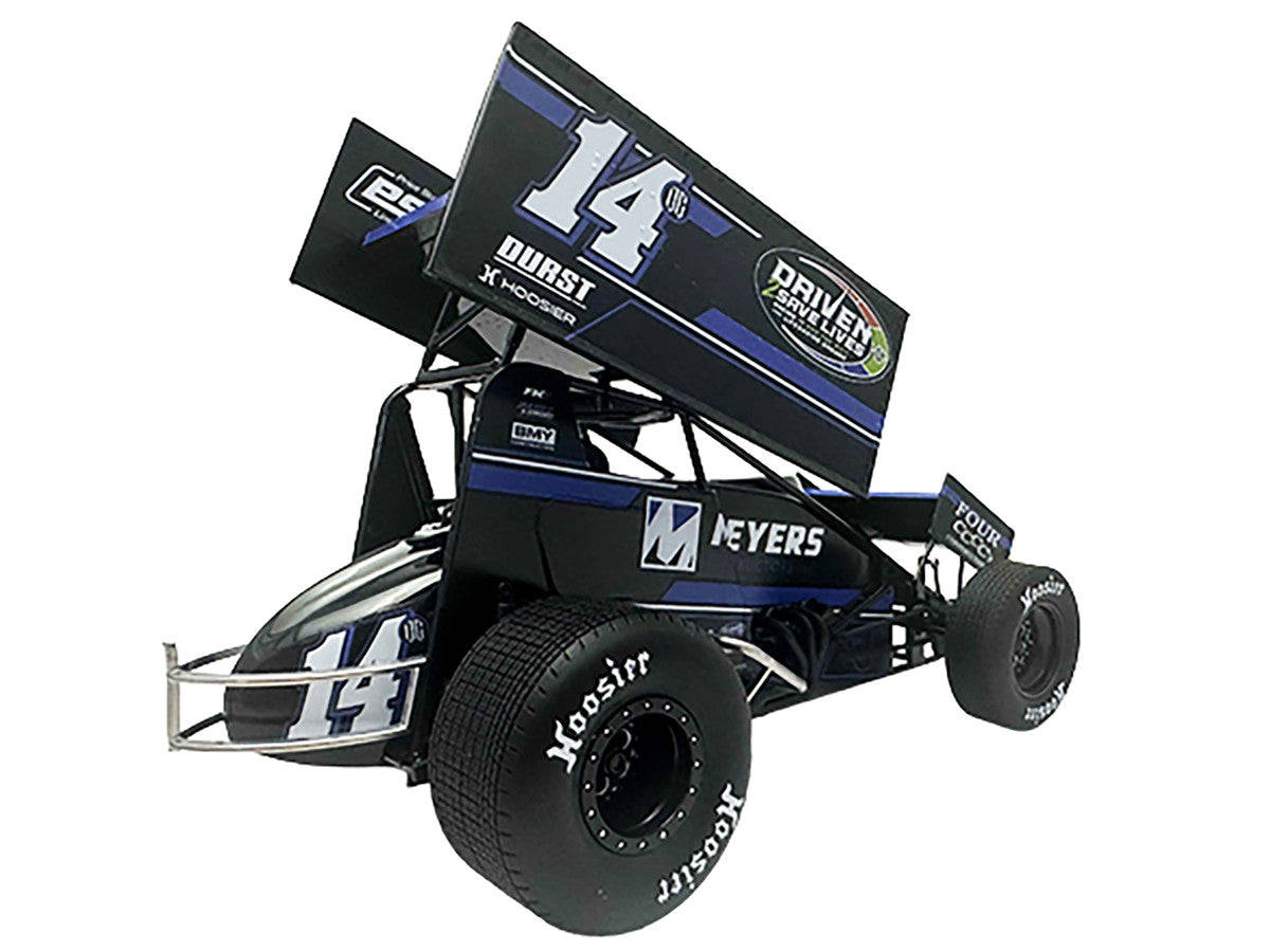 Winged Sprint Car #14CC Corey Day (Blue Version) "Driven 2 Save Lives" Jason Meyers Racing (2025) 1/18 Diecast Model Car by ACME