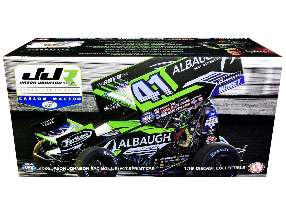 Winged Sprint Car #41 Carson Macedo "Albaugh" Jason Johnson Racing (2026) 1/18 Diecast Model Car by ACME