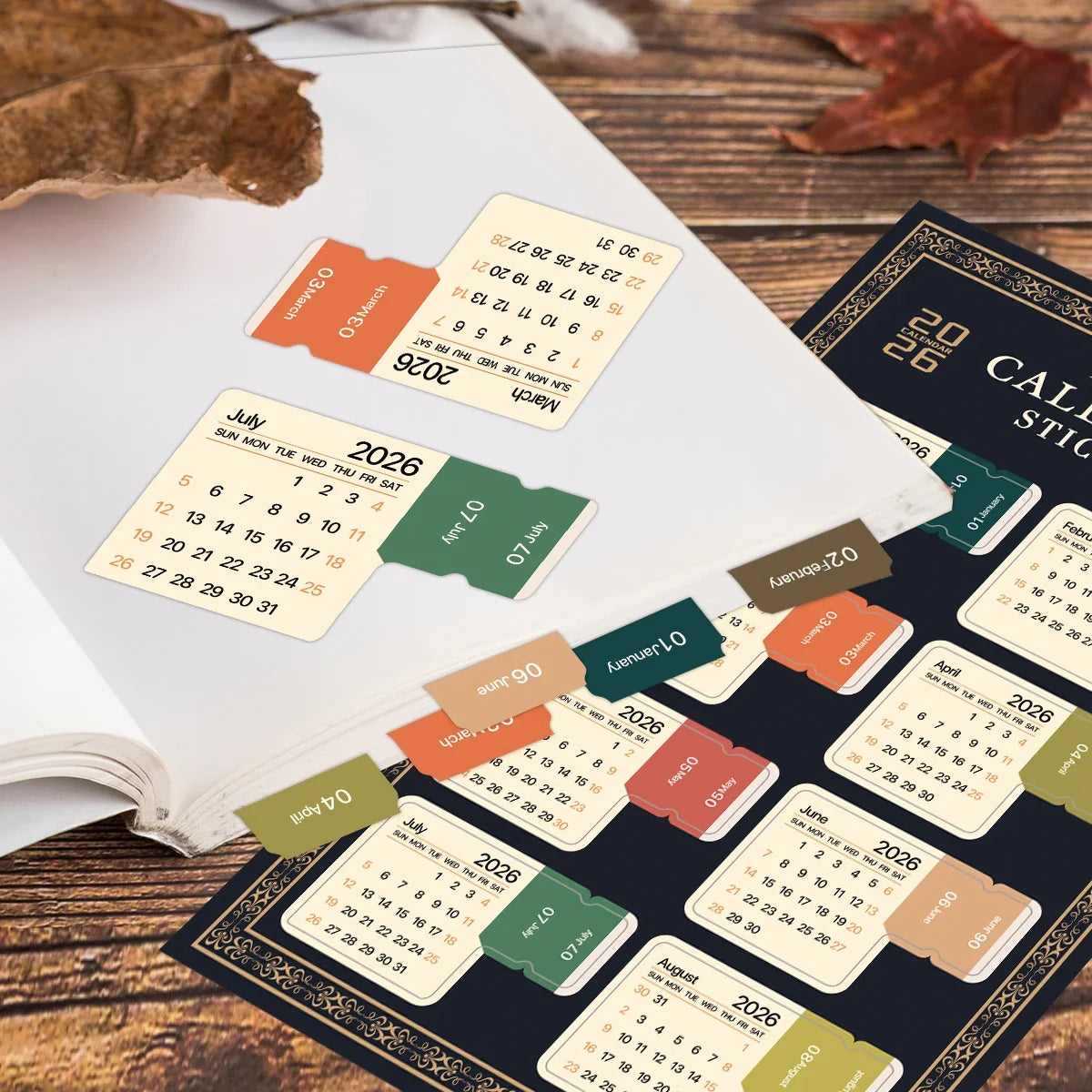 2-Sheet 2026 Calendar Stickers,Tear-Off Date Sheets,Labels For Month Planners,Journals,Diary,Scrapbook,Office&Home Organization
