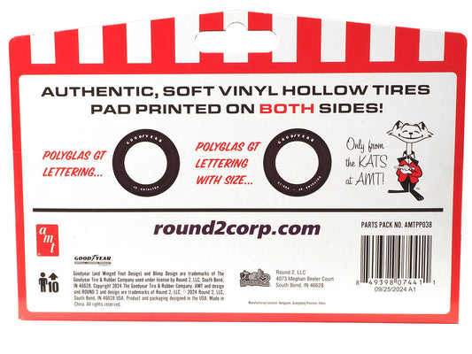 Model Kit "Goodyear Polyglas GT" Tires Set of 8 Pieces for 1/25 Scale Models by AMT