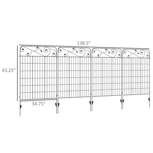 4 Pack Steel Foldable Fence Trellis Panel Animal Barrier
