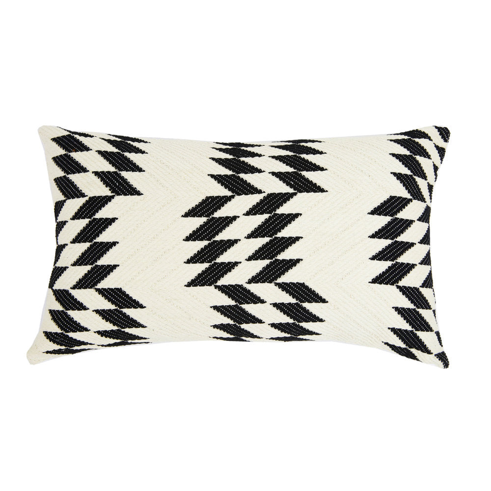 Almolonga Quilt Pillow - Black and Natural White - 12" x 20"
