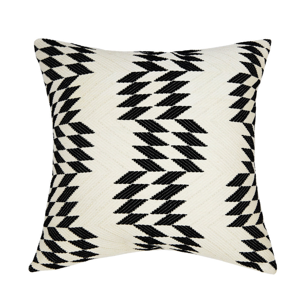 Almolonga Quilt Pillow - Black and Natural White - 20" x 20"