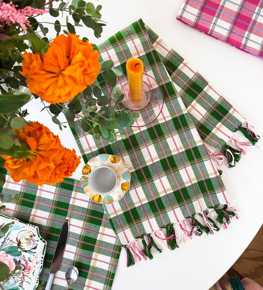 San Andres Gingham Forest & White Kitchen Towel