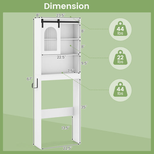 Over Toilet Storage Cabinet with Sliding Barn Door and Open Shelves for Bathroom-Oak