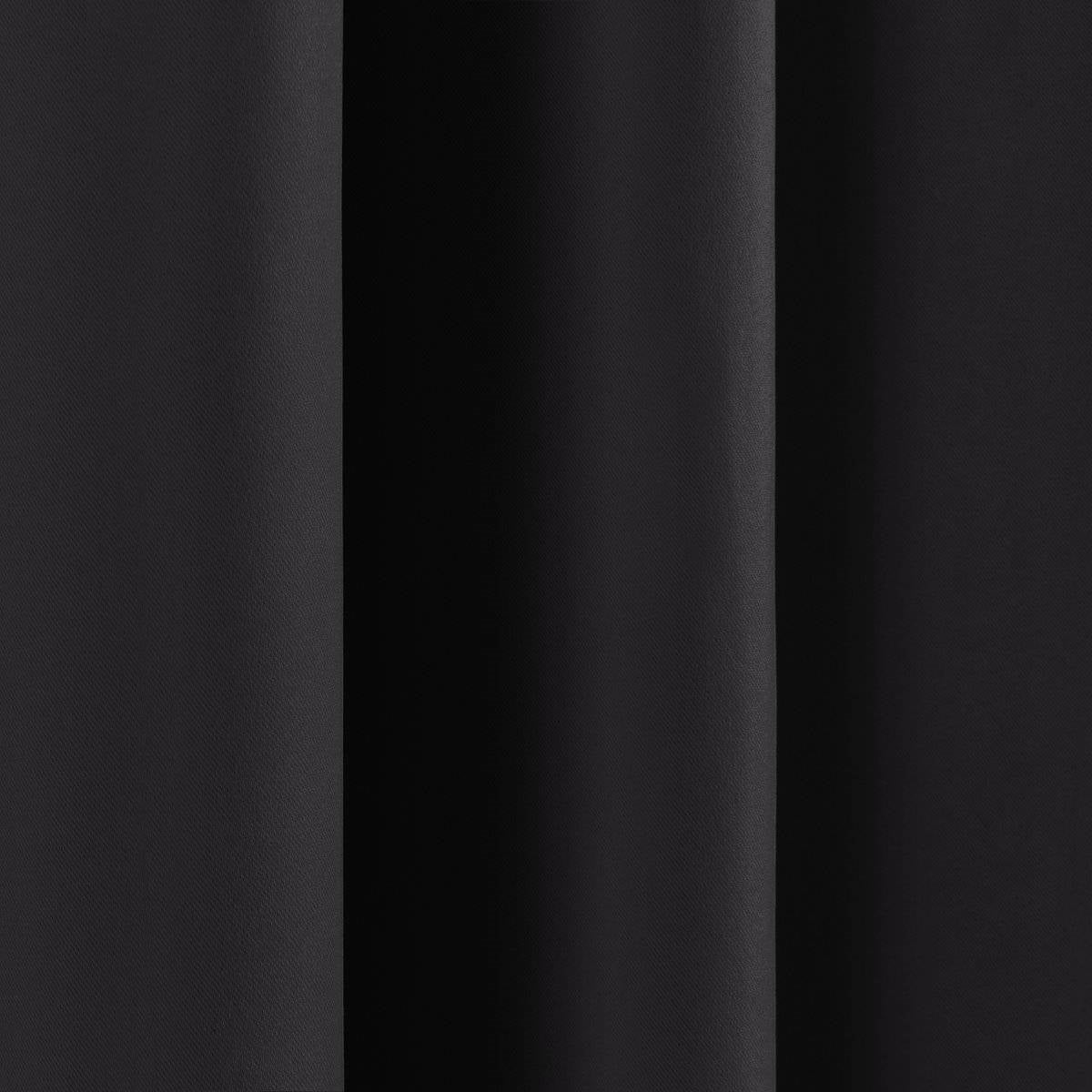 52 x 96 inch Solid Black Thermal Blackout Curtain Panels - Set of 2