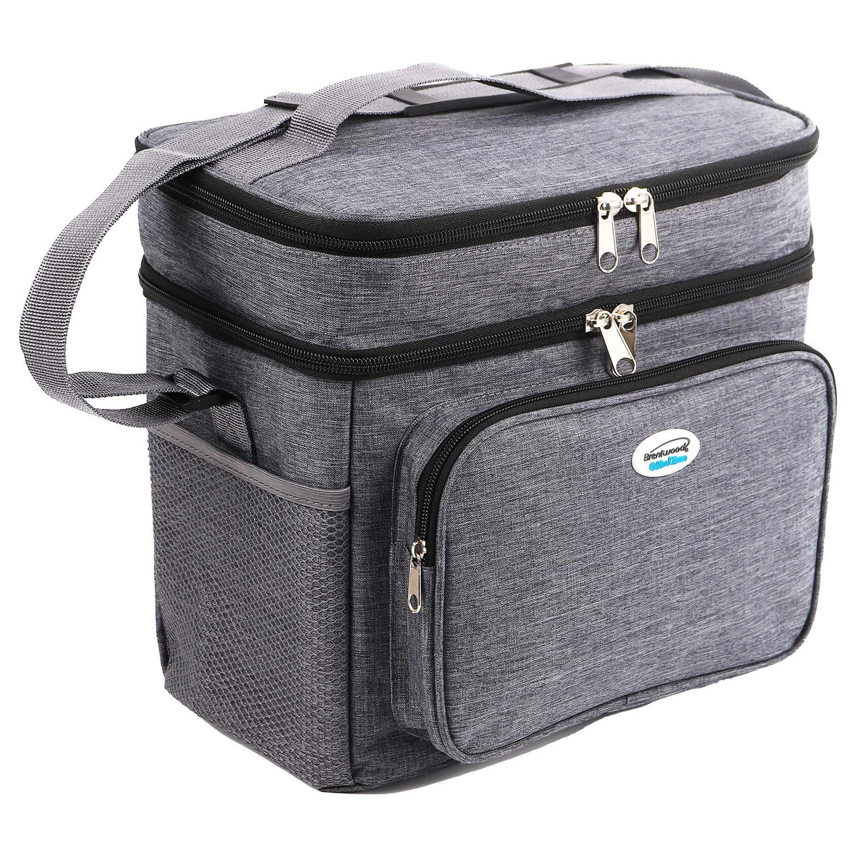 Brentwood Kool Zone 12 Can Insulated Cooler Bag in Grey with Hard Liner