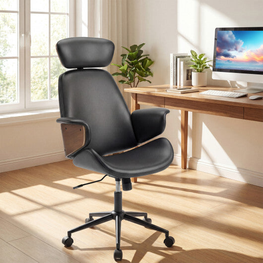 Ergonomic Office Chair with Headrest Adjustable Height for Home Office and Study-Black
