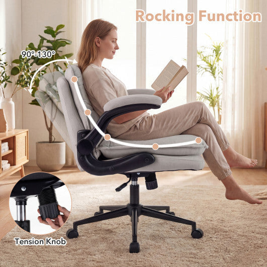 Criss Cross Chair on Wheels with Flip-up Arms Adjustable Height-Gray