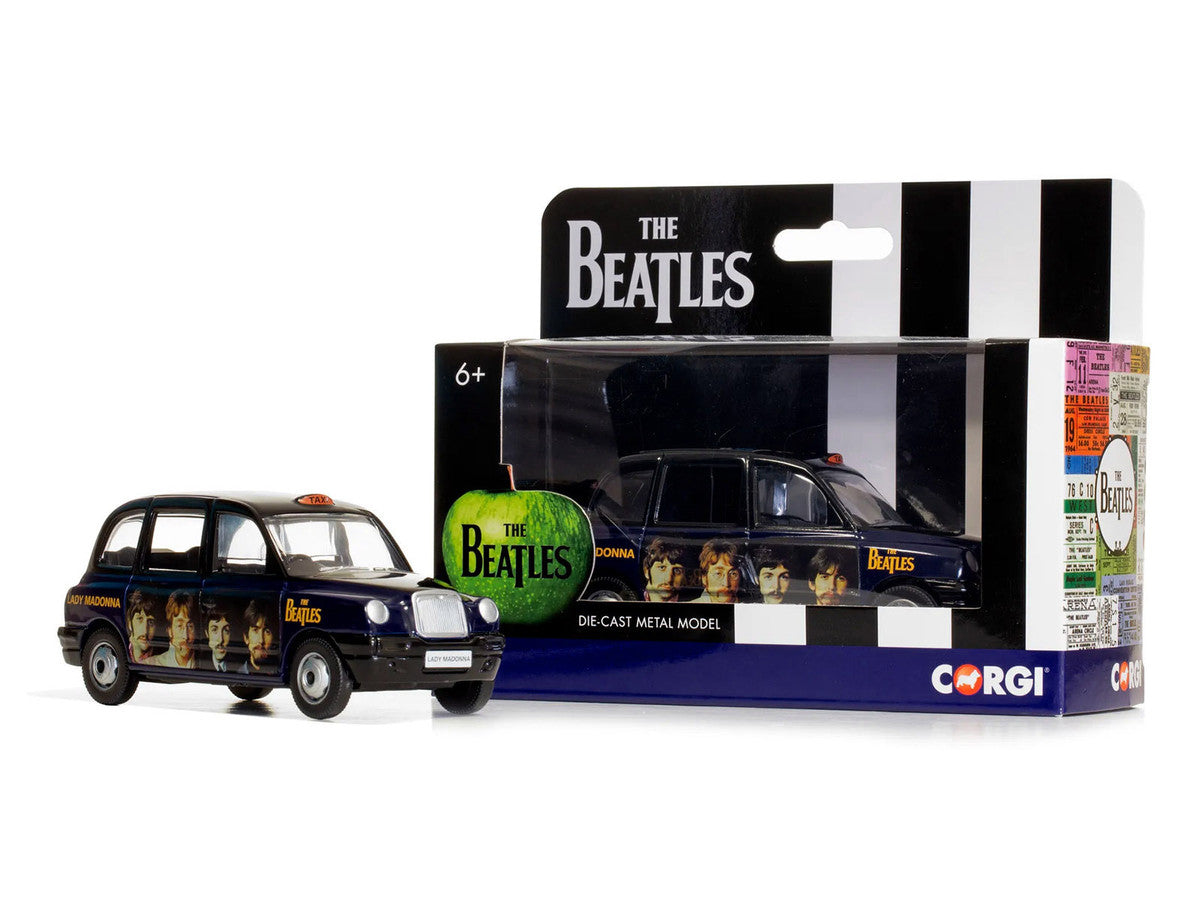 The Beatles London Taxi RHD (Right Hand Drive) "Lady Madonna" Black and Dark Blue with Graphics Diecast Model by Corgi