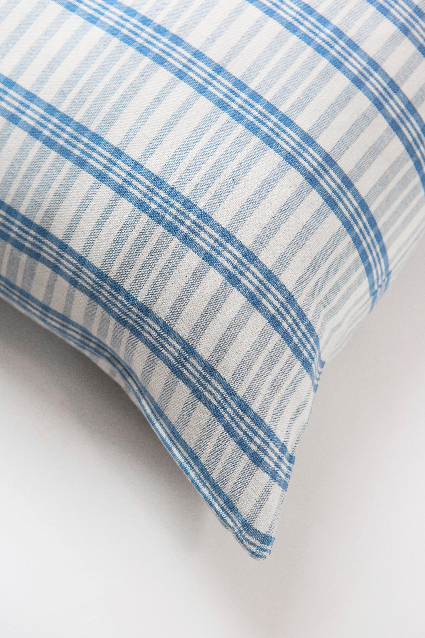 Coco Plaid Pillow in Natural Indigo - 20" x 20"
