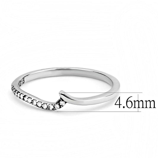 DA162 - High polished (no plating) Stainless Steel Ring with AAA Grade CZ in Clear