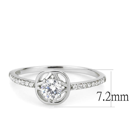 DA238 - High polished (no plating) Stainless Steel Ring with AAA Grade CZ in Clear