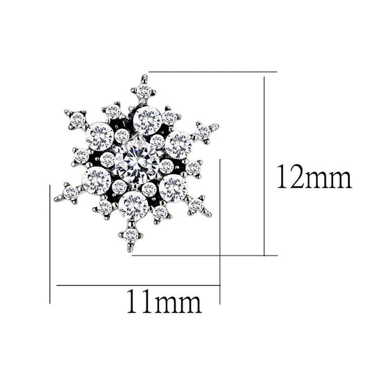 DA294 - High polished (no plating) Stainless Steel Earrings with AAA Grade CZ in Clear