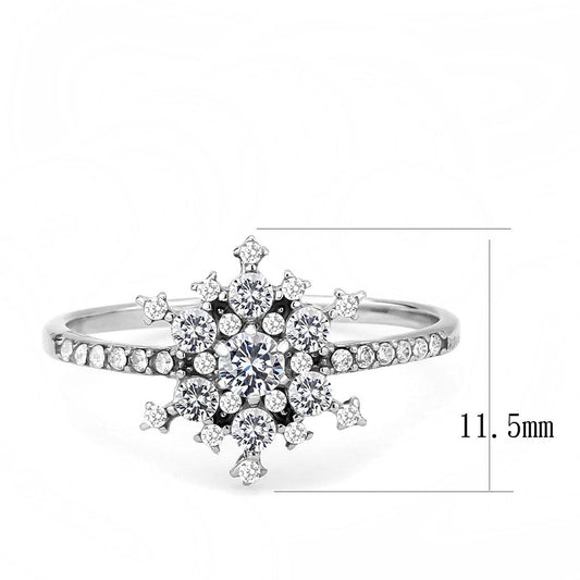 DA317 - No Plating Stainless Steel Ring with AAA Grade CZ in Clear