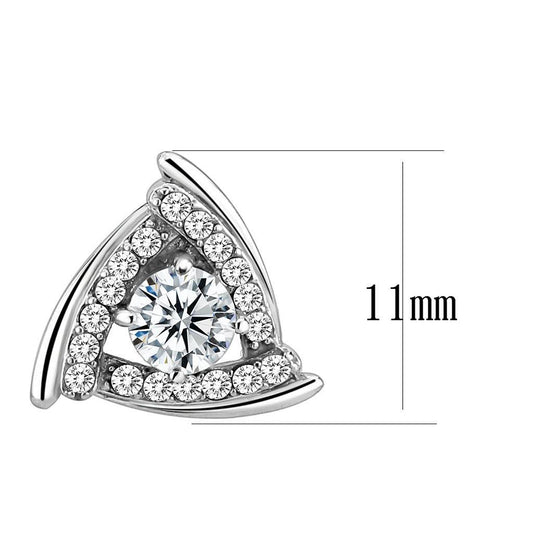 DA328 - No Plating Stainless Steel Earrings with AAA Grade CZ in Clear