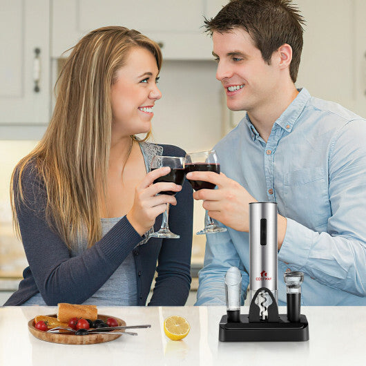 6-in-1 Electric Wine Bottle Opener Set with Foil Cutter for Kitchen