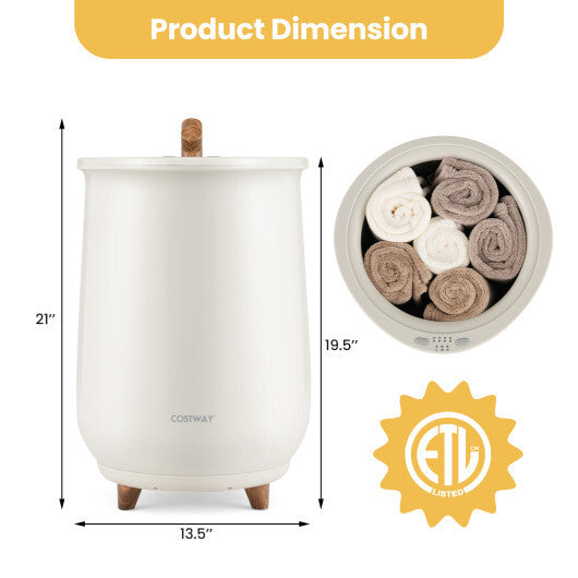 23L Large Luxury Bucket-Style Towel Warmer with Fragrant Disc Holder-White