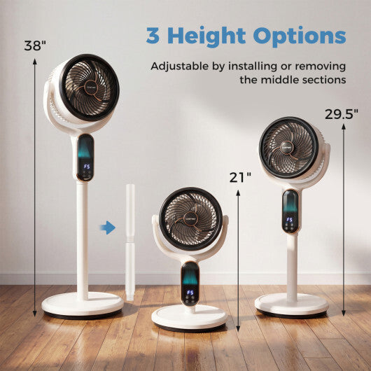 Oscillating Pedestal Fan with 8 Speeds Remote and 12H Timer-White