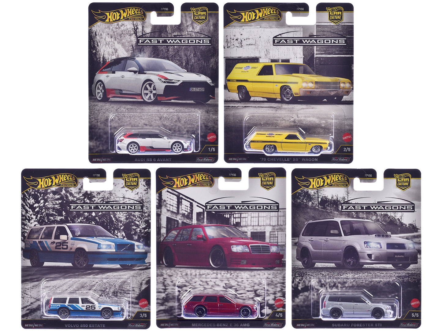 "Fast Wagons" 5 piece Set "Car Culture" 2024 Series J Diecast Model Cars by Hot Wheels