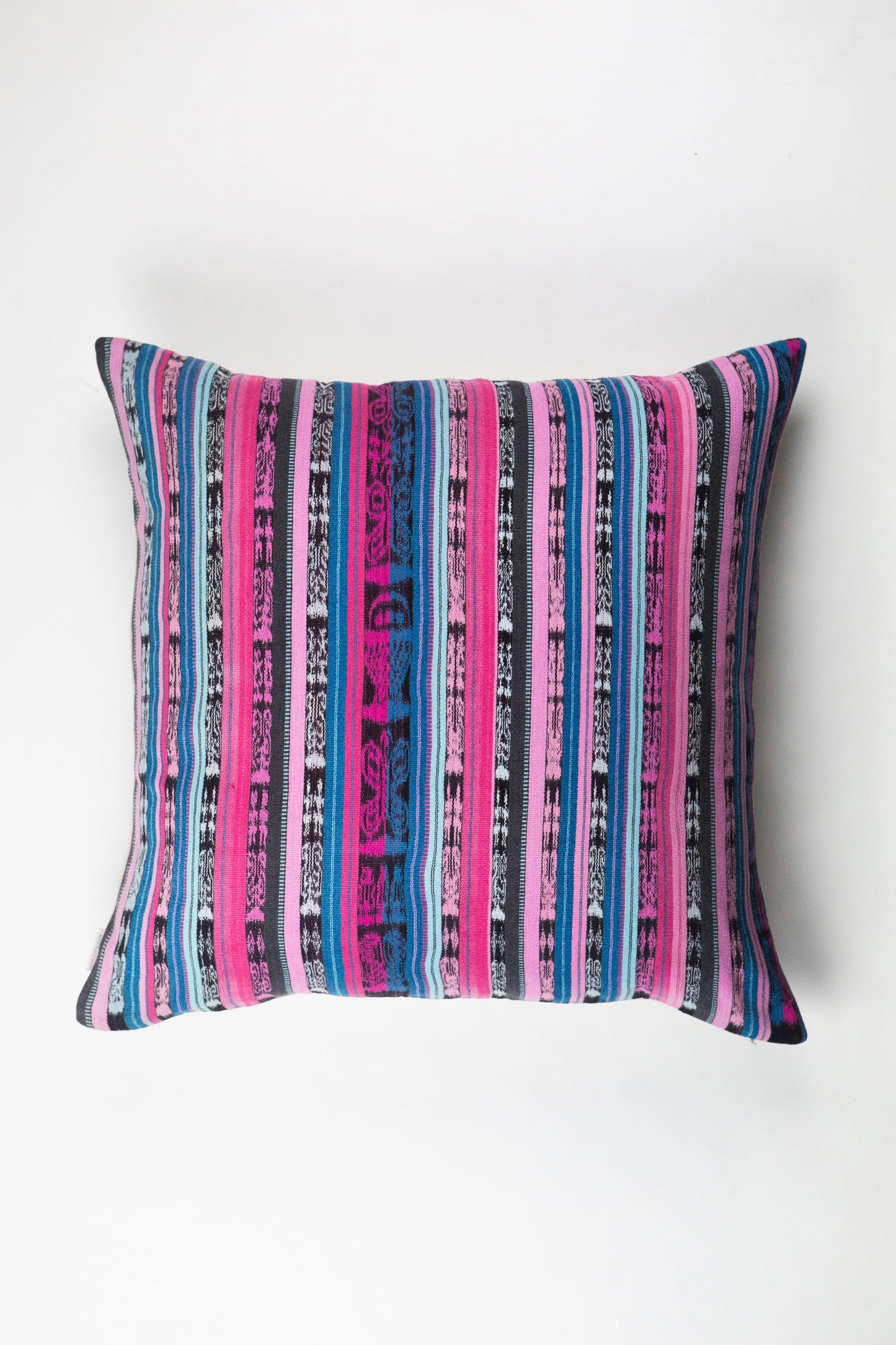 Vintage 90s Pink and Blue Ikat Rainbow Pillow