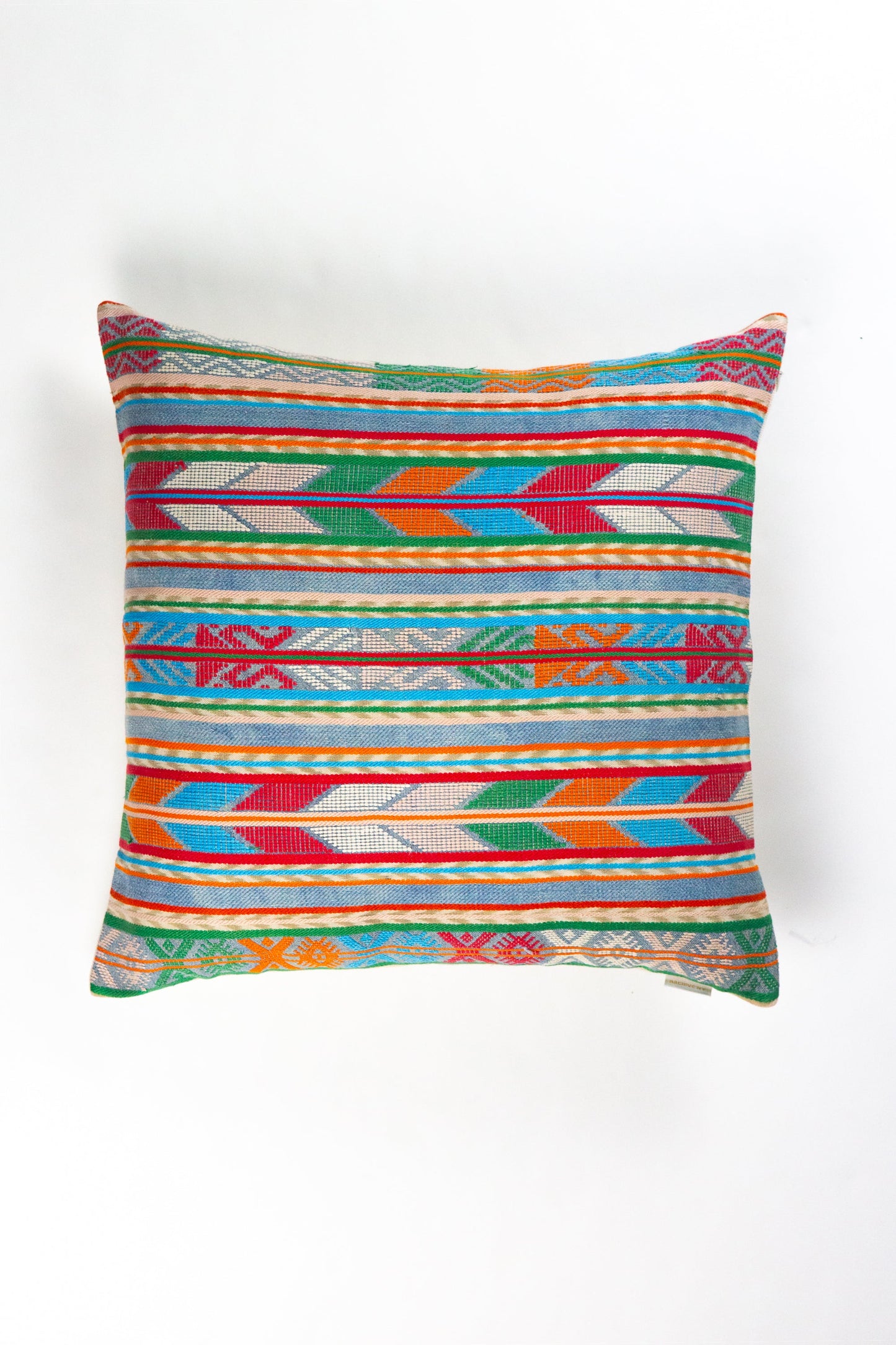 Vintage Blue, Orange & Red Chevron Pillow