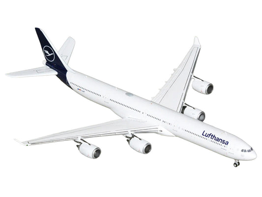 Airbus A340-600 Commercial Aircraft "Lufthansa" (D-AIHF) White with Dark Blue Tail 1/400 Diecast Model Airplane by GeminiJets