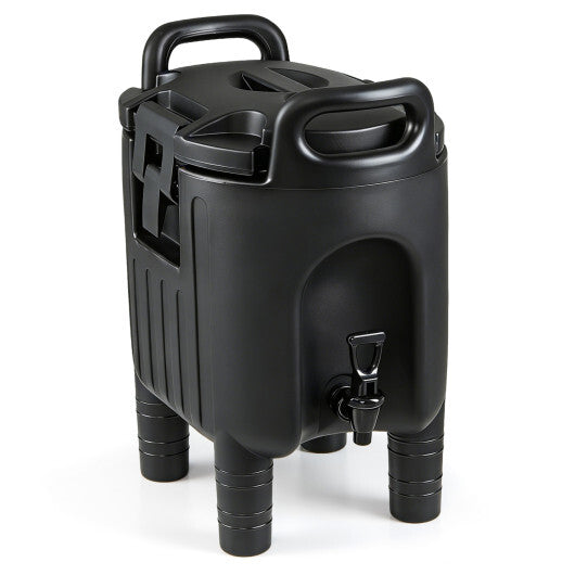 2.6 Gal Insulated Beverage Dispenser with Handles and Two-Stage Faucet-Black
