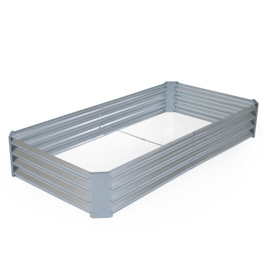4 x 2 x 2 FT Galvanized Raised Garden Bed Rectangular Galvanized Metal Planter Box-Silver