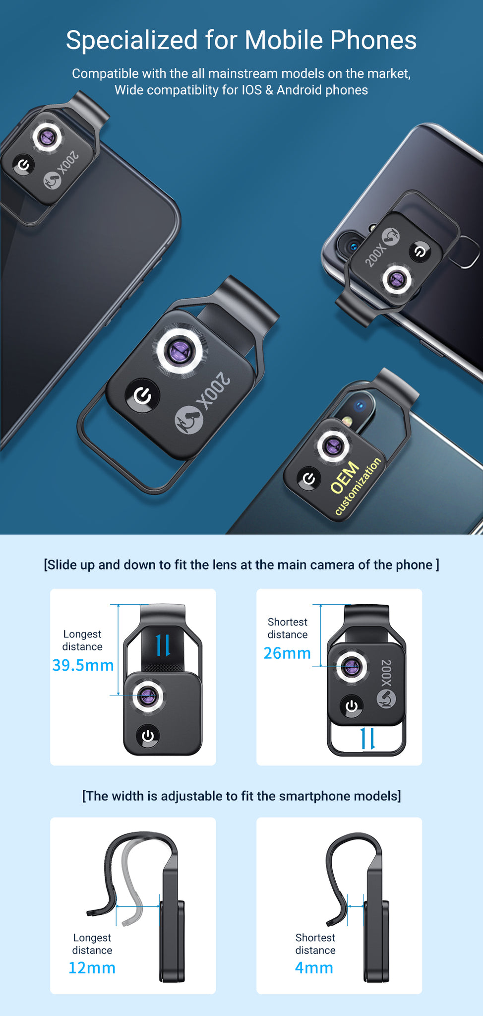 200X magnification Lens for Mobile Phone