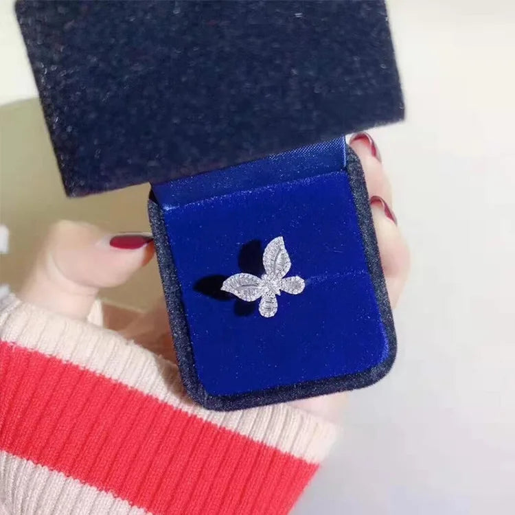 2026 New Trendy Butterfly silver color cute Fashion Ring For Women Party Gift Jewelry Wholesale R6134